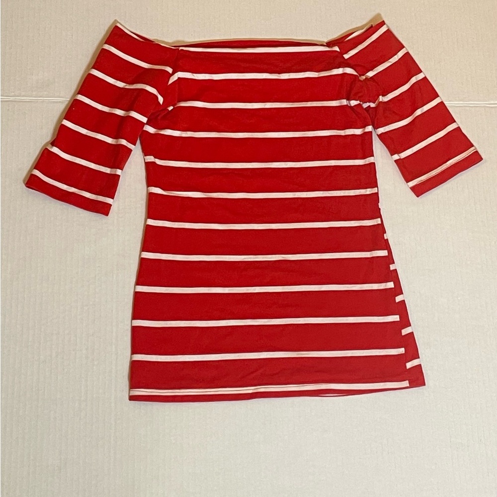 Heart Hips Red and White Striped Top